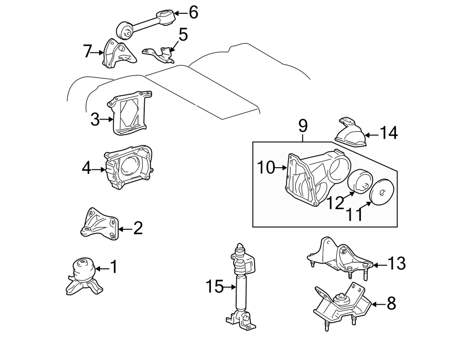 Diagram ENGINE / TRANSAXLE. ENGINE & TRANS MOUNTING. for your Toyota