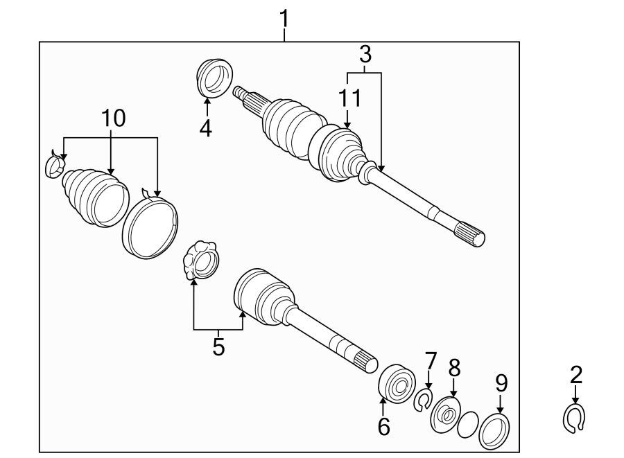 Diagram FRONT SUSPENSION. DRIVE AXLES. for your 2020 Toyota Corolla   