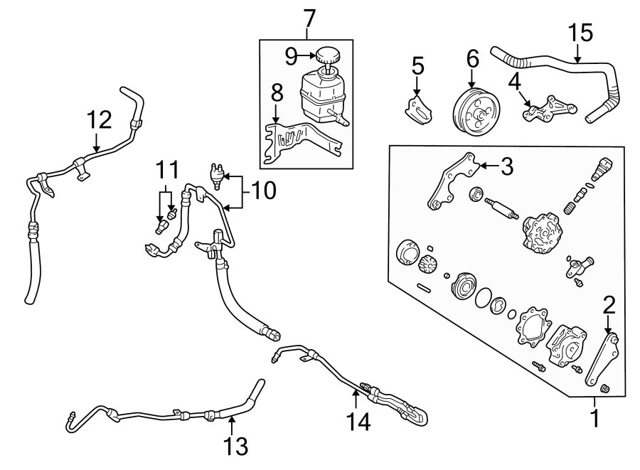 Diagram STEERING GEAR & LINKAGE. PUMP & HOSES. for your 2005 Toyota Solara  SLE COUPE 