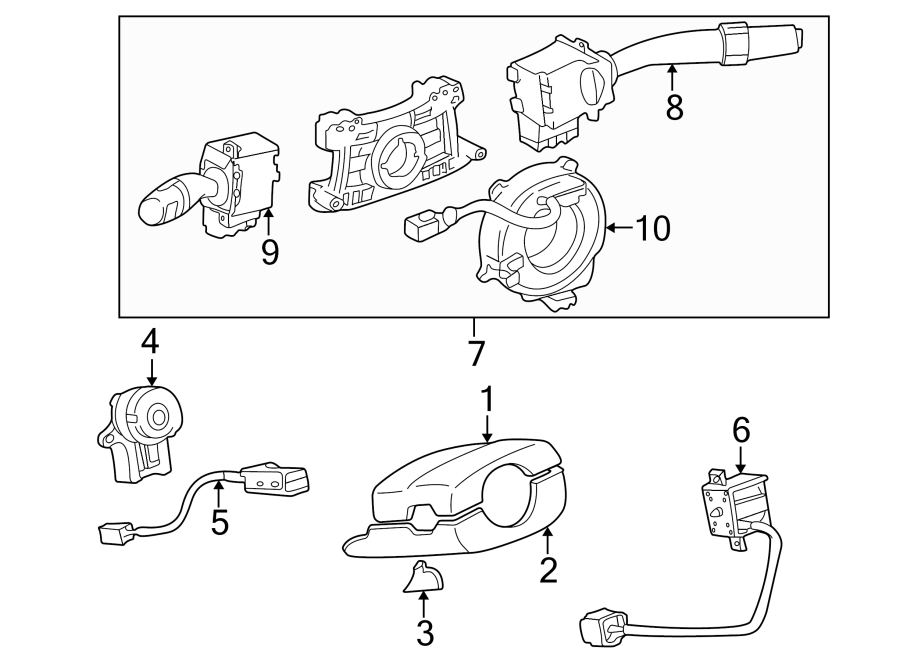 Diagram STEERING COLUMN. SHROUD. SWITCHES & LEVERS. for your 2009 Toyota Sequoia 5.7L i-Force V8 A/T 4WD Platinum Sport Utility 