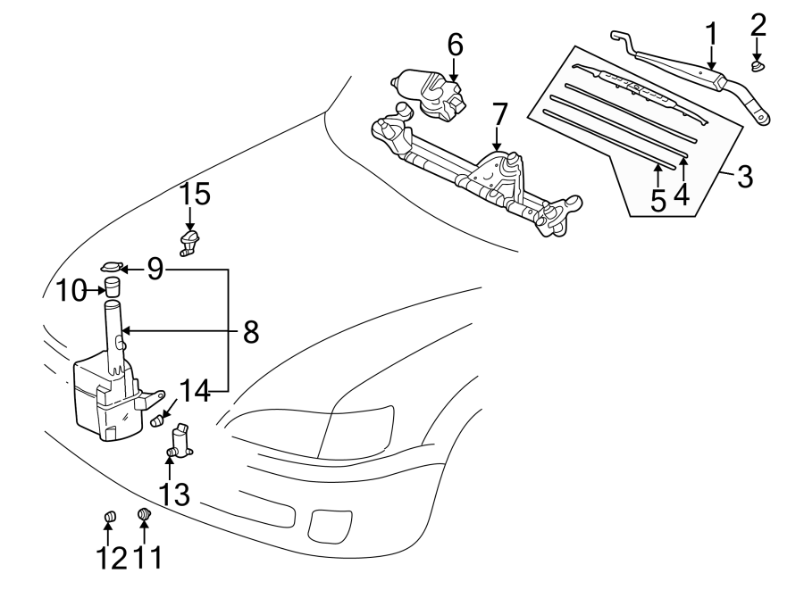 Diagram WINDSHIELD. WIPER & WASHER COMPONENTS. for your 2018 Toyota Yaris   