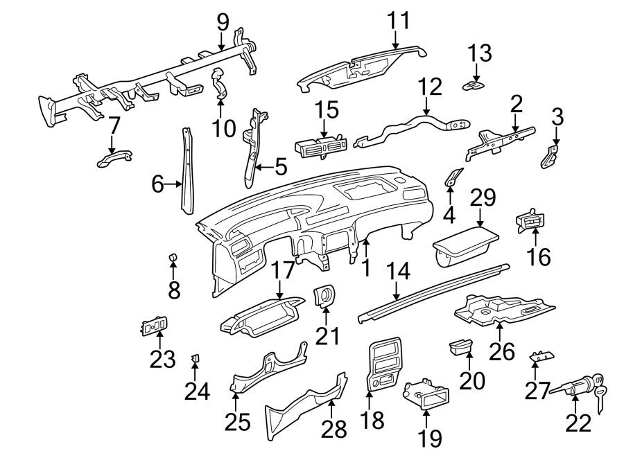 Diagram INSTRUMENT PANEL. for your 1998 Toyota Camry 2.2L A/T XLE SEDAN 