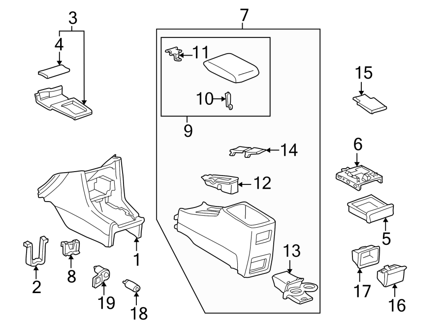 Diagram CENTER CONSOLE. for your 2018 Toyota Tundra   