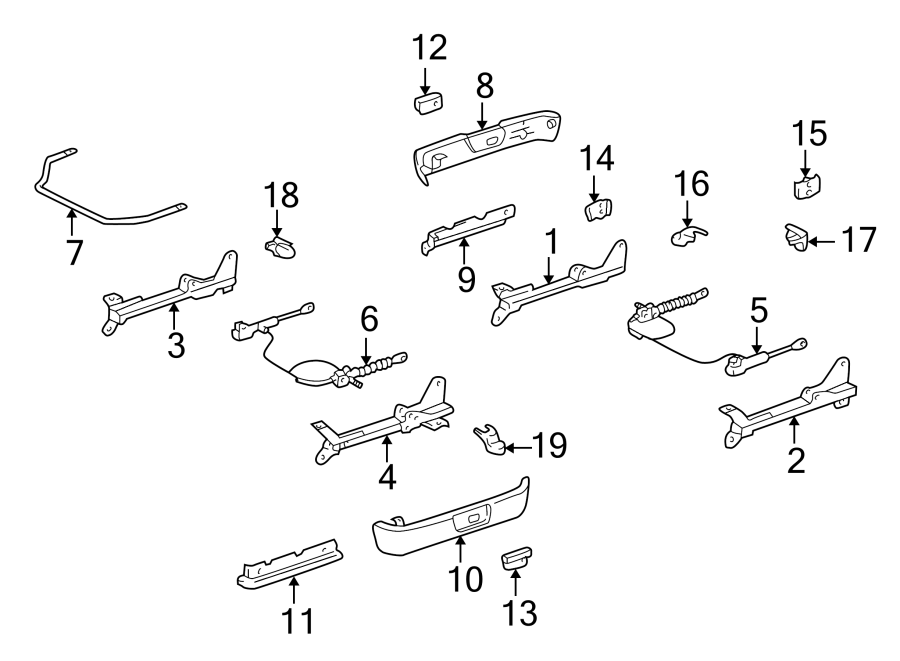 Diagram SEATS & TRACKS. TRACKS & COMPONENTS. for your 2016 Toyota Yaris   