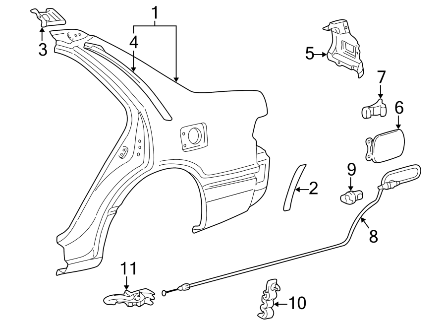 Diagram QUARTER PANEL & COMPONENTS. for your 1997 Toyota 4Runner   