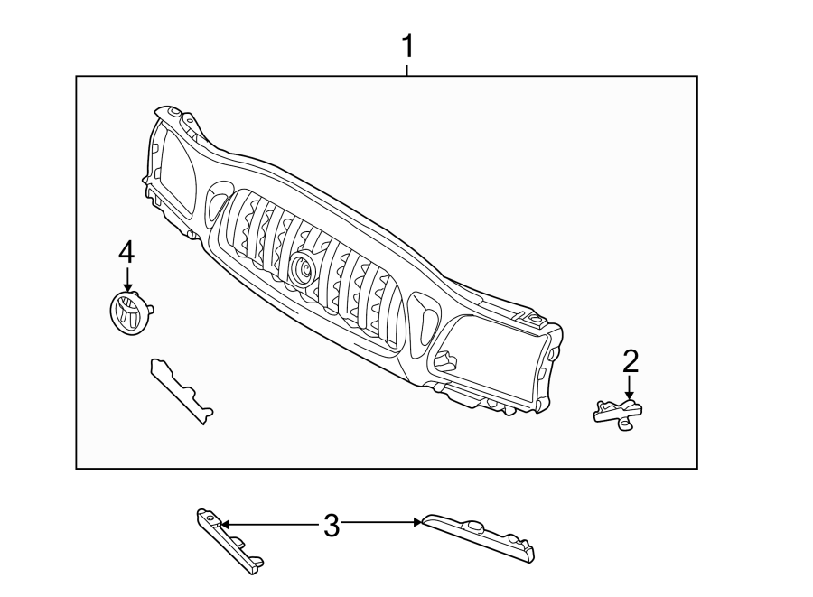 Diagram GRILLE & COMPONENTS. for your Toyota C-HR  