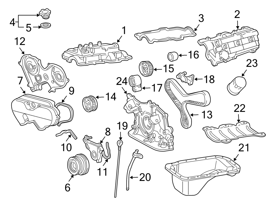 Diagram ENGINE PARTS. for your 2003 Toyota Tacoma 3.4L V6 A/T RWD Base Standard Cab Pickup Stepside 