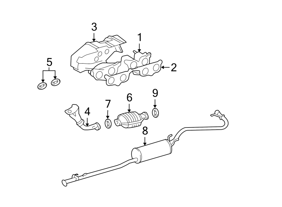 Diagram EXHAUST SYSTEM. EXHAUST COMPONENTS. for your 1995 Toyota