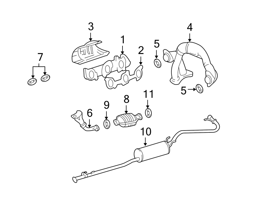 Diagram EXHAUST SYSTEM. EXHAUST COMPONENTS. for your 2012 Toyota Sequoia 5.7L i-Force V8 FLEX A/T RWD Limited Sport Utility 