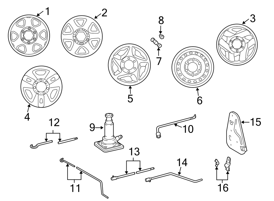 Diagram WHEELS. for your 2005 Toyota Tundra  Base Standard Cab Pickup Fleetside 