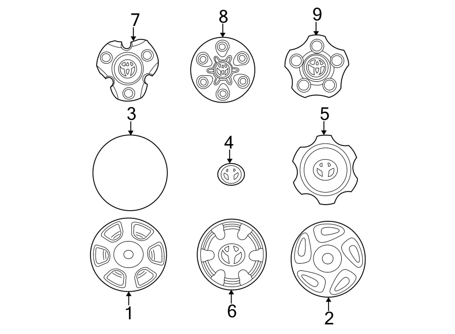 Diagram WHEELS. COVERS & TRIM. for your 2007 Toyota Avalon   