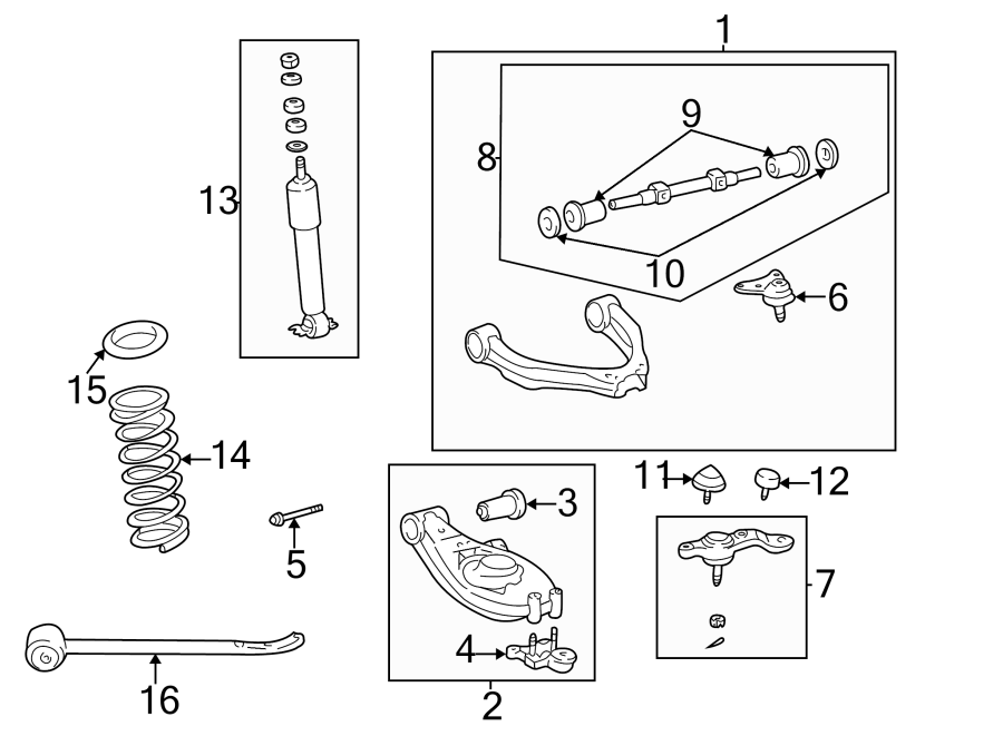 Diagram FRONT SUSPENSION. SUSPENSION COMPONENTS. for your Toyota