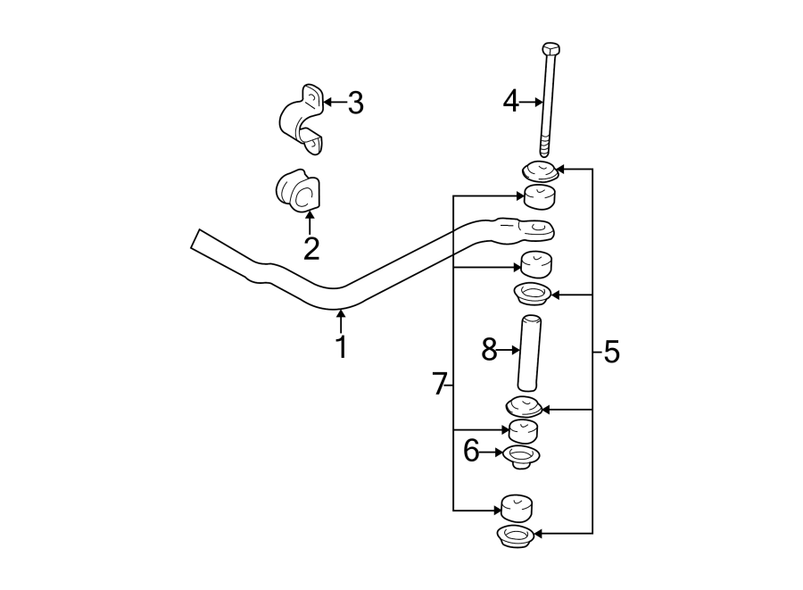 Diagram FRONT SUSPENSION. STABILIZER BAR & COMPONENTS. for your Toyota