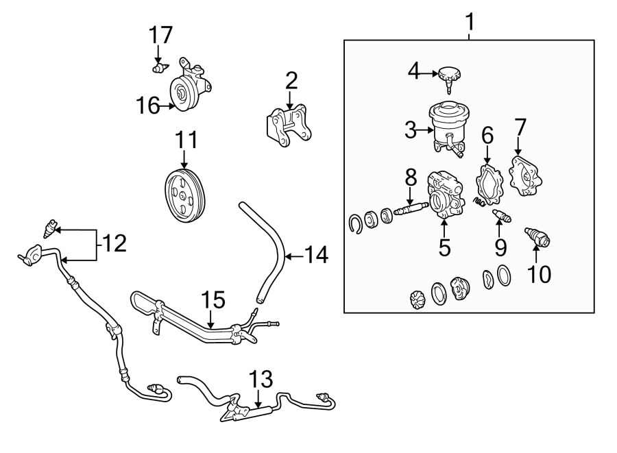 Diagram STEERING GEAR & LINKAGE. PUMP & HOSES. for your Toyota Tacoma  