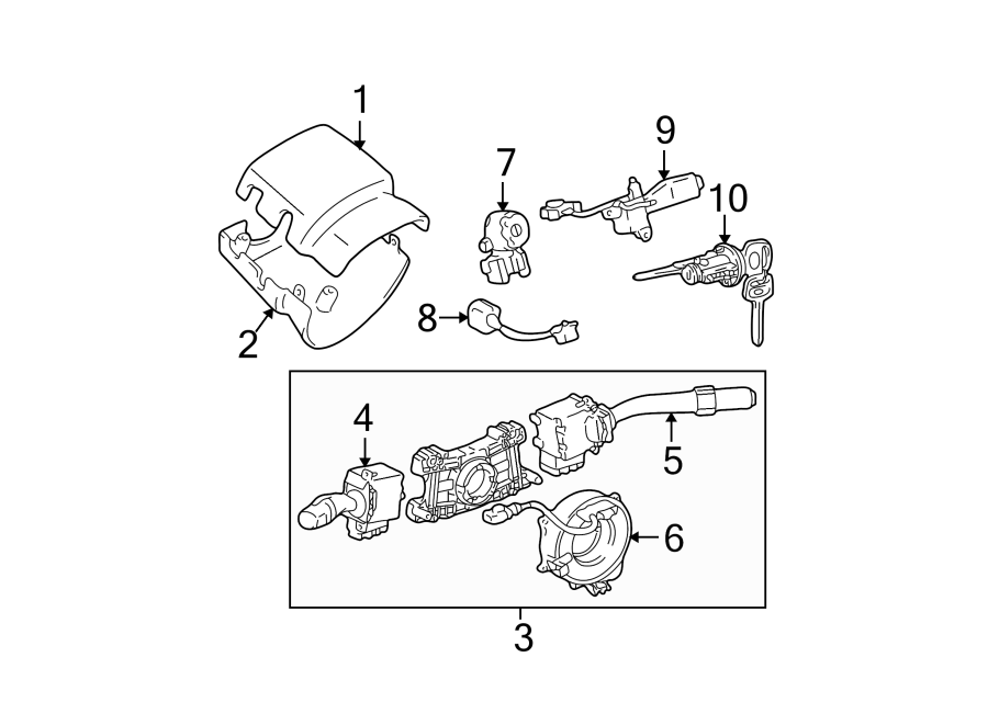 Diagram STEERING COLUMN. SHROUD. SWITCHES & LEVERS. for your 2009 Toyota Sequoia 5.7L i-Force V8 A/T RWD SR5 Sport Utility 