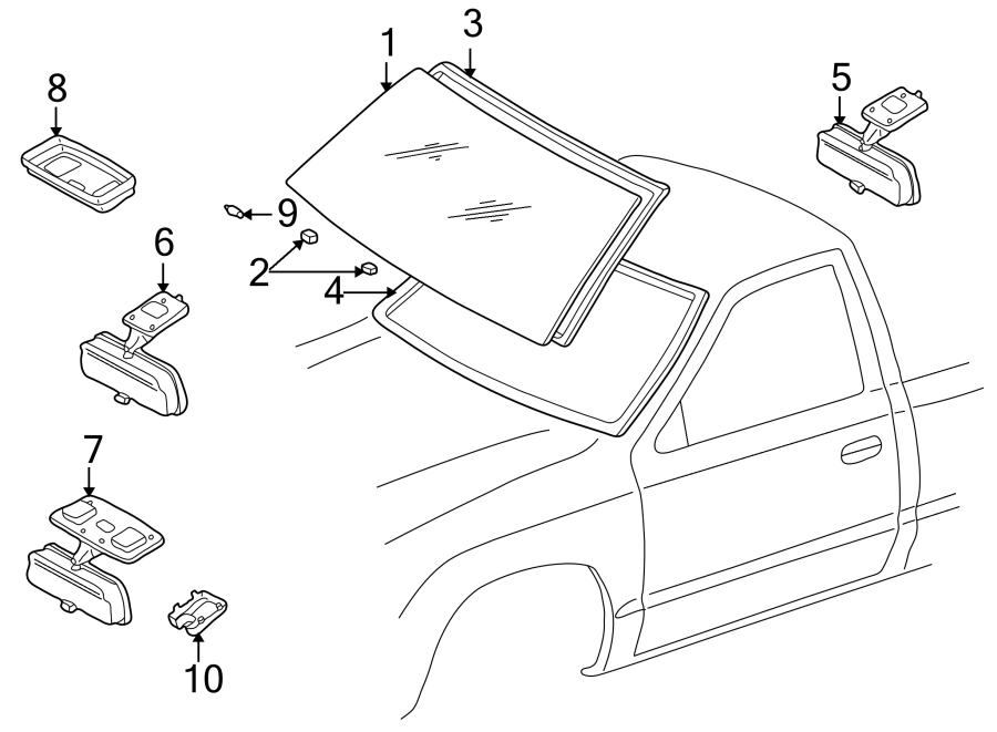 Diagram WINDSHIELD. GLASS. for your 2018 Toyota Tundra  SR Extended Cab Pickup Fleetside 