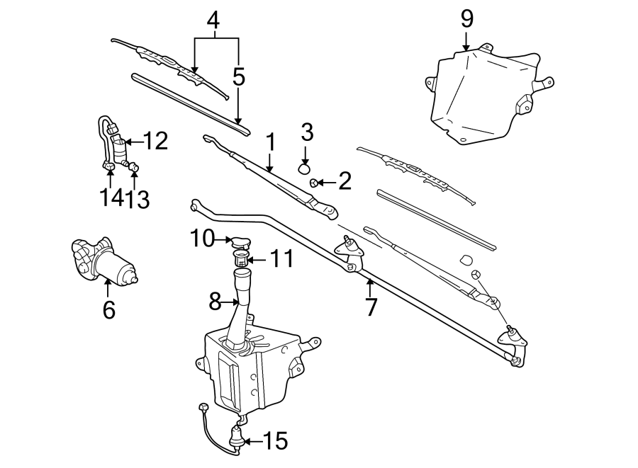 Diagram Windshield. Wiper & washer components. for your 2014 Toyota Tundra 5.7L i-Force V8 A/T RWD SR Standard Cab Pickup Fleetside 