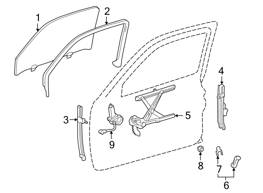 Diagram FRONT DOOR. GLASS & HARDWARE. for your 2010 Toyota Sequoia   