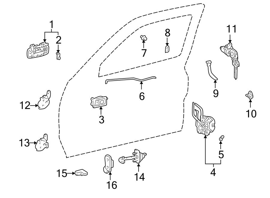 Diagram FRONT DOOR. LOCK & HARDWARE. for your 2020 Toyota Sequoia 5.7L i-Force V8 A/T 4WD Limited Sport Utility 