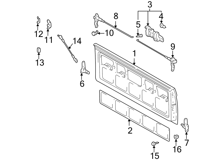 Diagram PICK UP BOX. TAIL GATE. for your 1996 Toyota Camry 2.2L A/T LE SEDAN 