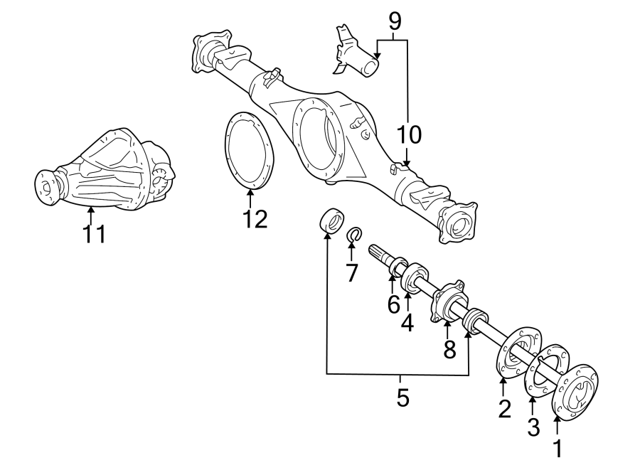 Diagram REAR SUSPENSION. AXLE & DIFFERENTIAL. for your 1996 Toyota