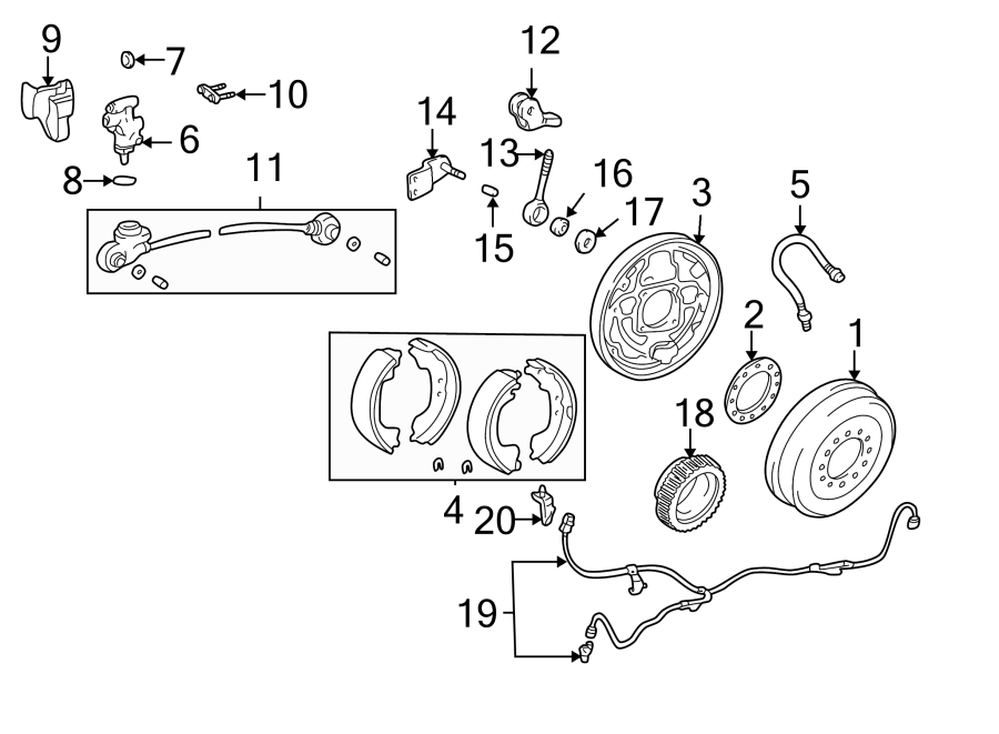 Diagram REAR SUSPENSION. BRAKE COMPONENTS. for your 2010 Toyota Sequoia   