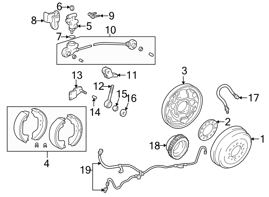 Diagram REAR SUSPENSION. BRAKE COMPONENTS. for your 2005 Toyota 4Runner   