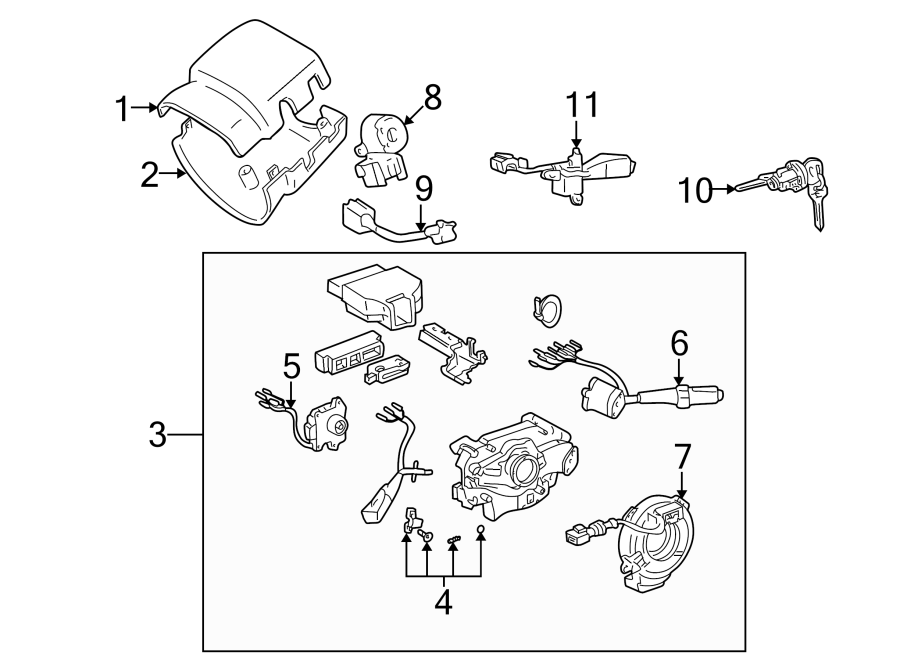 Diagram STEERING COLUMN. SHROUD. SWITCHES & LEVERS. for your 2013 Toyota Sequoia   