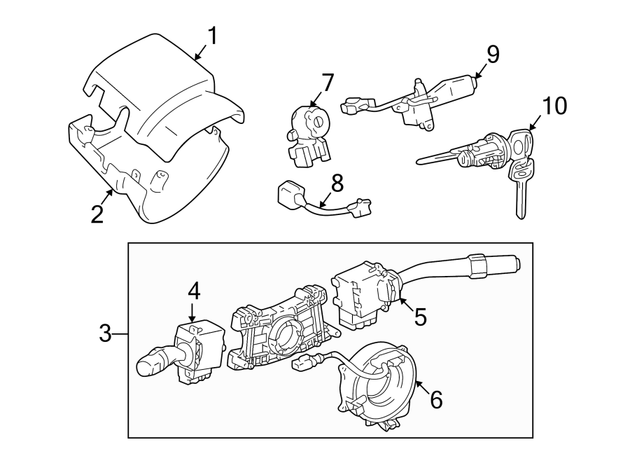 Diagram STEERING COLUMN. SHROUD. SWITCHES & LEVERS. for your 2017 Toyota Sequoia   