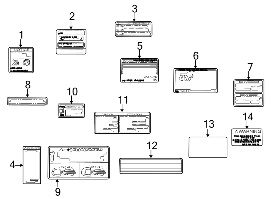 Diagram INFORMATION LABELS. for your 2010 Toyota Camry 3.5L V6 A/T LE SEDAN 