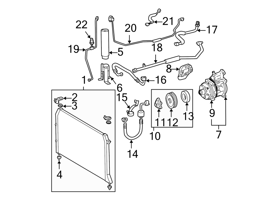 Diagram AIR CONDITIONER & HEATER. COMPRESSOR & LINES. CONDENSER. for your 1992 Toyota Camry   