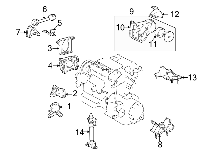 Diagram ENGINE / TRANSAXLE. ENGINE & TRANS MOUNTING. for your 2009 Toyota Venza   