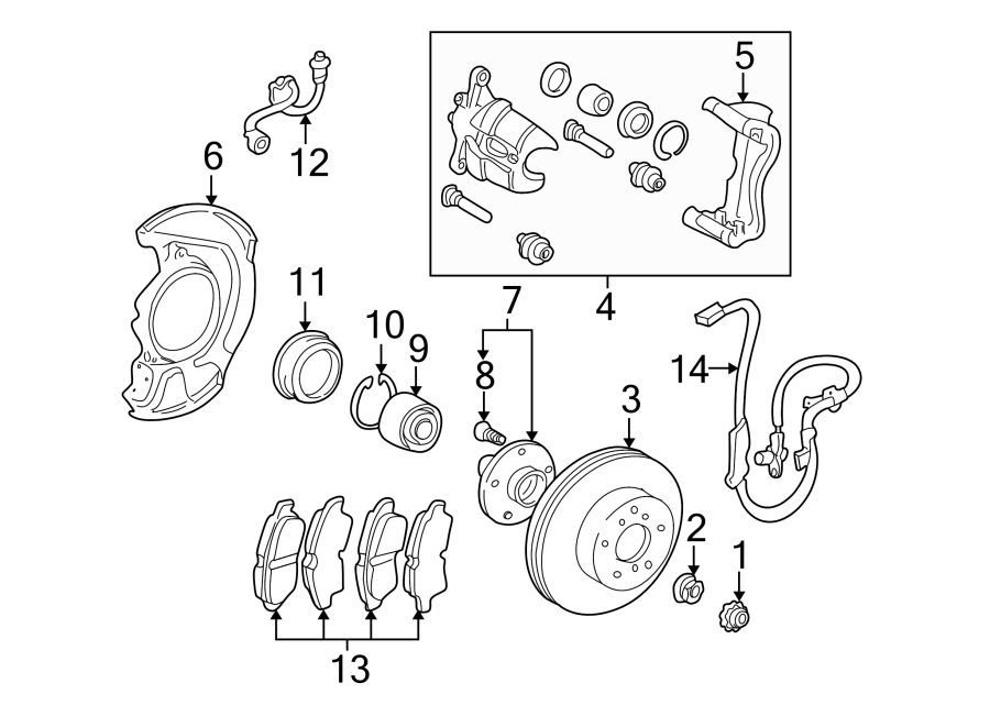 Diagram FRONT SUSPENSION. BRAKE COMPONENTS. for your 2006 Toyota Tacoma  Base Extended Cab Pickup Fleetside 