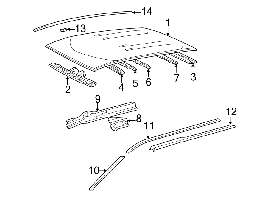 Diagram EXTERIOR TRIM. ROOF & COMPONENTS. for your 2017 Toyota RAV4   