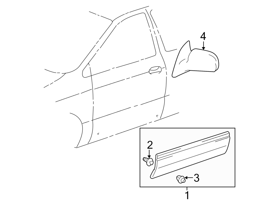 Diagram FRONT DOOR. EXTERIOR TRIM. OUTSIDE MIRRORS. for your 2014 Toyota Avalon  Hybrid Limited Sedan 