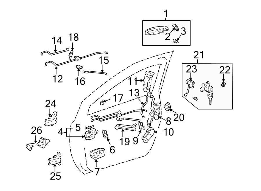 Diagram FRONT DOOR. LOCK & HARDWARE. for your 2012 Toyota Tacoma   