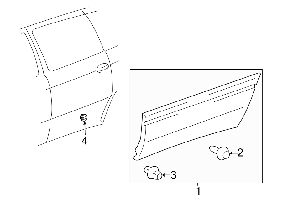 Diagram SIDE LOADING DOOR. EXTERIOR TRIM. for your 2017 Toyota Avalon  Hybrid XLE Premium Sedan 