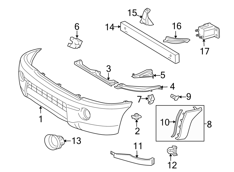 Diagram FRONT BUMPER. BUMPER & COMPONENTS. for your 2020 Toyota Prius Prime   