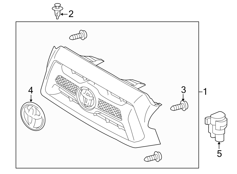 Diagram GRILLE & COMPONENTS. for your 2003 Toyota Tacoma 2.7L A/T 4WD Base Standard Cab Pickup Stepside 