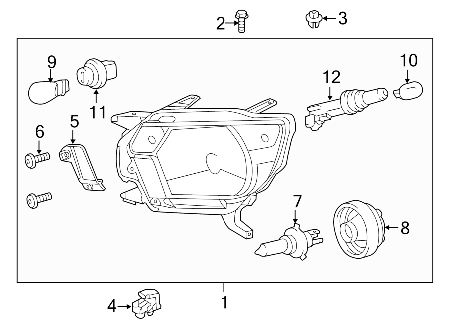 Diagram FRONT LAMPS. HEADLAMP COMPONENTS. for your 2001 Toyota 4Runner  SR5 Sport Utility 