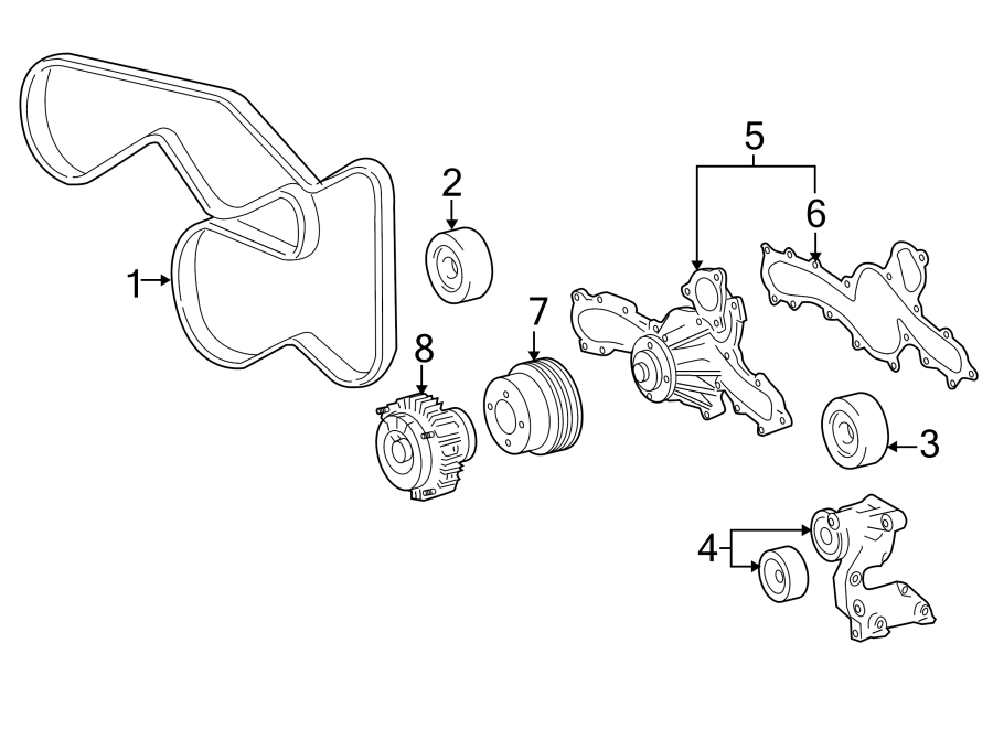 Diagram BELTS & PULLEYS. WATER PUMP. for your 2011 Toyota Tundra 5.7L i-Force V8 A/T RWD SR5 Extended Cab Pickup Fleetside 