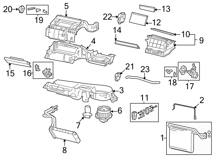 Diagram AIR CONDITIONER & HEATER. EVAPORATOR & HEATER COMPONENTS. for your 2013 Toyota Corolla   