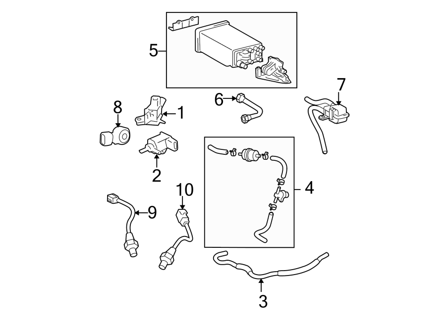 Diagram EMISSION SYSTEM. EMISSION COMPONENTS. for your 2006 Toyota Tacoma  Base Standard Cab Pickup Fleetside 