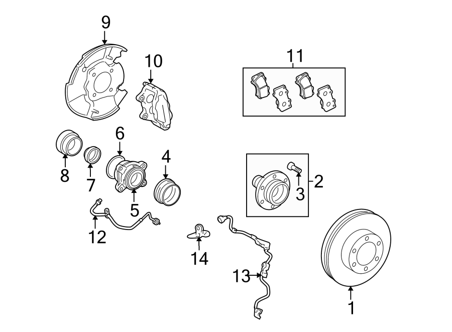 Diagram FRONT SUSPENSION. BRAKE COMPONENTS. for your 2010 Toyota Tacoma  X-Runner Extended Cab Pickup Fleetside 