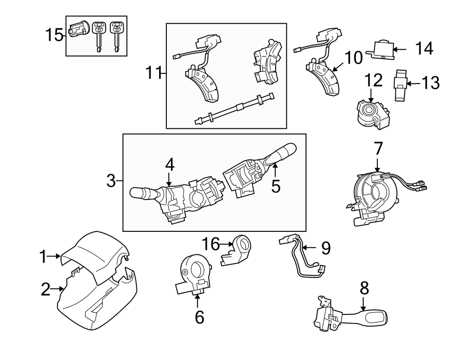 Diagram STEERING COLUMN. SHROUD. SWITCHES & LEVERS. for your 2009 Toyota Sequoia 5.7L i-Force V8 A/T RWD SR5 Sport Utility 