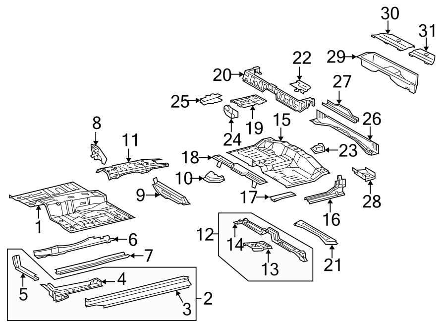 Diagram FLOOR. for your 2015 Toyota Tacoma 4.0L V6 A/T RWD Base Crew Cab Pickup Fleetside 