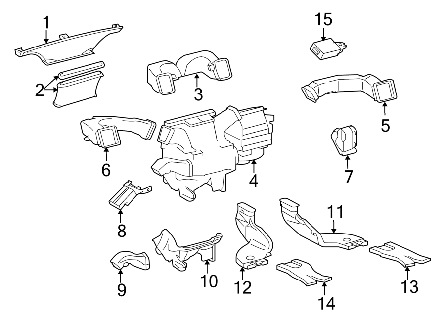 Diagram INSTRUMENT PANEL. DUCTS. for your 2024 Toyota Highlander   