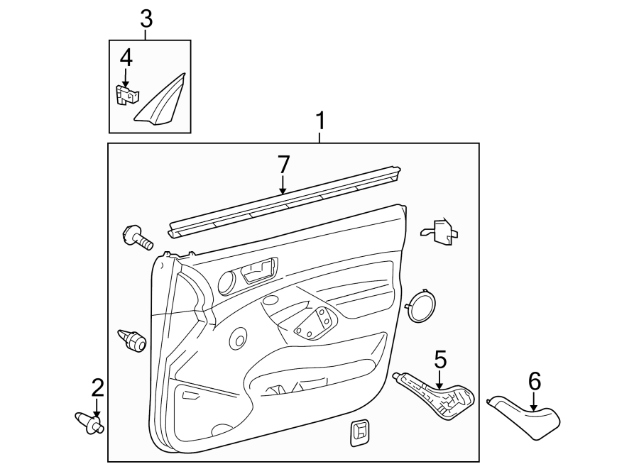 Diagram FRONT DOOR. INTERIOR TRIM. for your 2012 Toyota Sienna 3.5L V6 A/T FWD Base Mini Passenger Van 