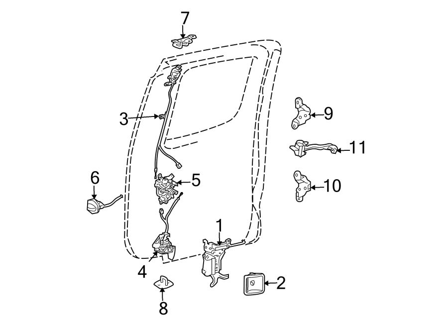 Diagram REAR DOOR. LOCK & HARDWARE. for your 2015 Toyota Tacoma   