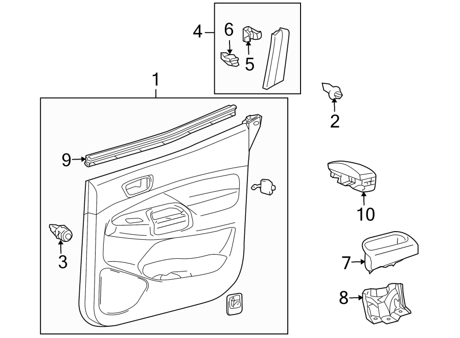 Diagram REAR DOOR. INTERIOR TRIM. for your 2012 Toyota Sienna  Base Mini Cargo Van 